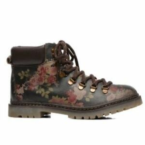 Size 37 Coolway Floral Camel Suede Ankle Boots